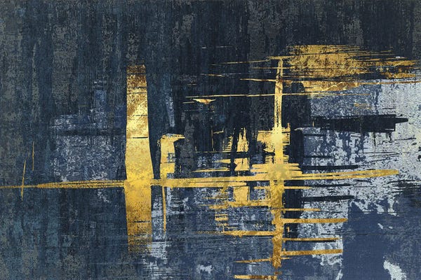 Blue & Gold: Abstract Acrylic Painting IV by Artsy Bessy