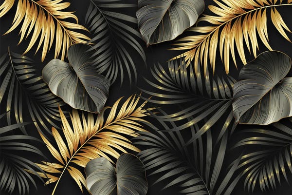 Black & White & Gold: Elegant Tropical by Artsy Bessy