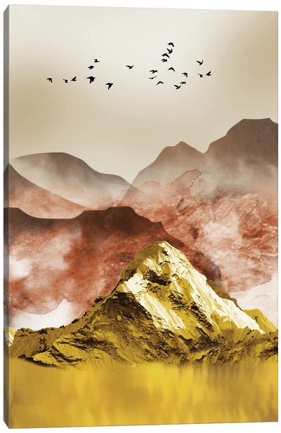 Golden Mountains III Canvas Art Print - Artsy Bessy