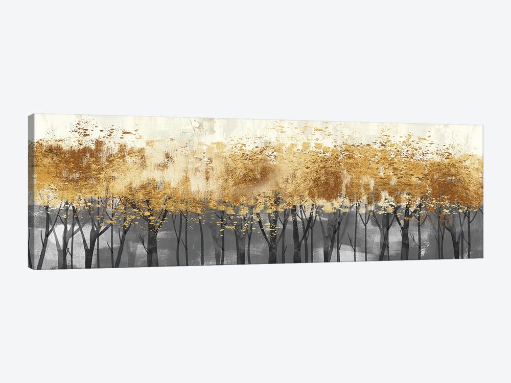 Forest Trees In Gold And Grey by Artsy Bessy 1-piece Canvas Art Print