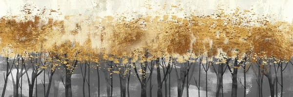 Gold: Forest Trees In Gold And Grey by Artsy Bessy