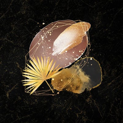 Glam Gold And Blush Pink Geo Abstract V - With Gold Leaf Accent by Artsy Bessy art print