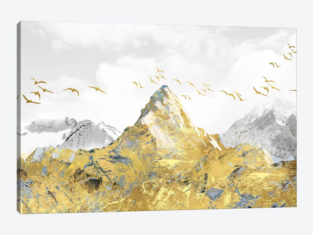 Golden Mountains by Artsy Bessy 1-piece Canvas Wall Art