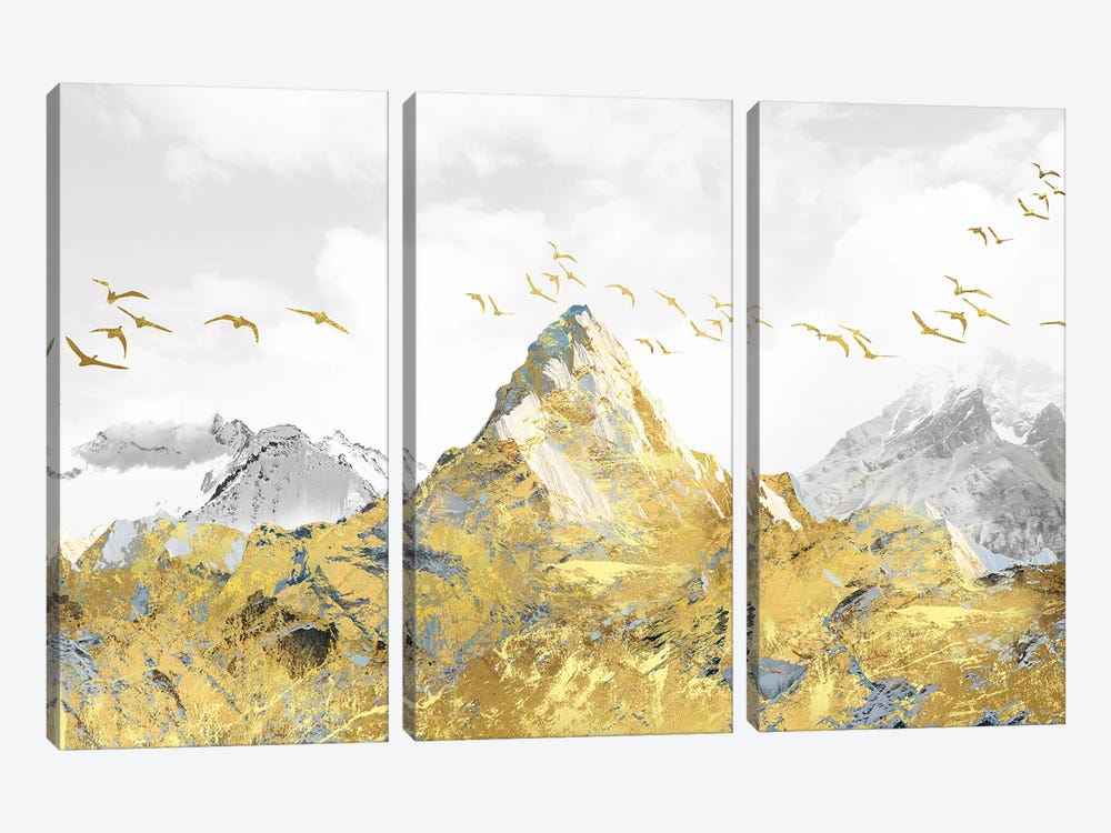 Golden Mountains by Artsy Bessy 3-piece Canvas Artwork