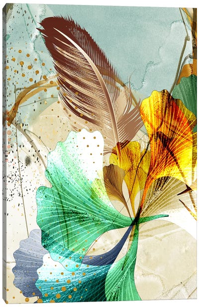 3D Leaves I Canvas Art Print - Feather Art