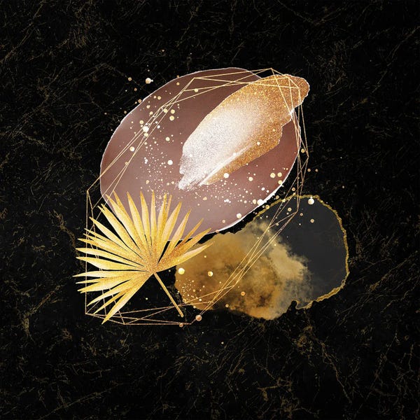 Glam Gold And Blush Pink Geo Abstract V - With Gold Leaf Accent