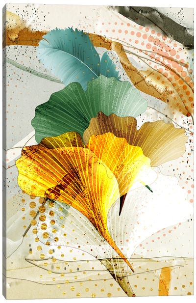 3D Leaves II Canvas Art Print - Feather Art