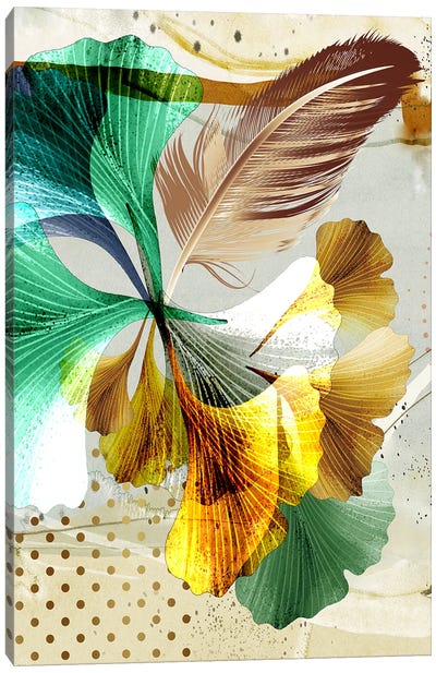 3D Leaves III Canvas Art Print - Feather Art