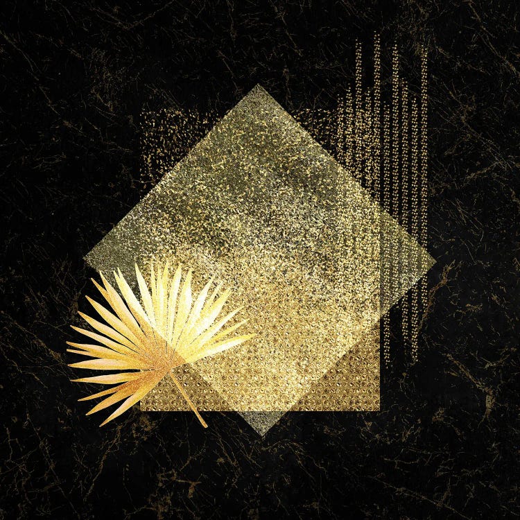 Golden Geo Minimalist Art III - With Gold Leaf Accent