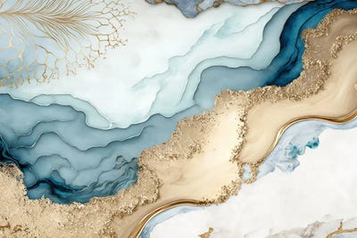 Blue Gold Marble Abstract II by Artsy Bessy art print