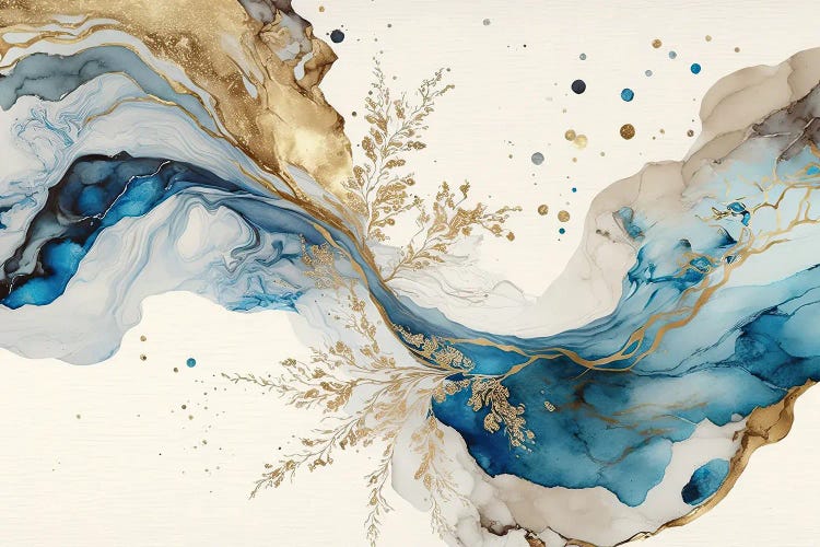 Blue Gold Marble Abstract I by Artsy Bessy wall art