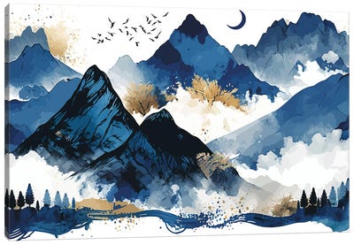 Blue Mountains Canvas Art Print - Moon Art