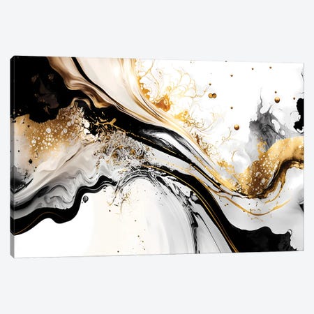 Elegant Black And Gold Abstract Art Canvas Print #ASY186} by Artsy Bessy Canvas Print