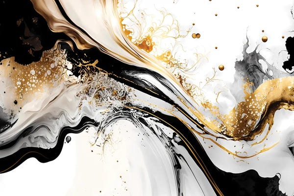 Large Modern Art - Canvas Prints: Elegant Black And Gold Abstract Art by Artsy Bessy