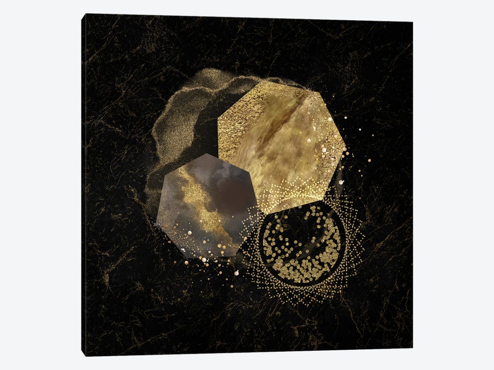 Glam Golden Spirals Geo Abstract IV by Artsy Bessy 1-piece Canvas Artwork