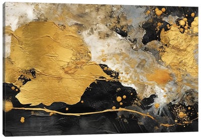 Black And Gold Painting Canvas Art Print - Black, White & Gold Art
