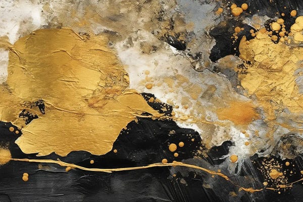 Black & White & Gold: Black And Gold Painting by Artsy Bessy