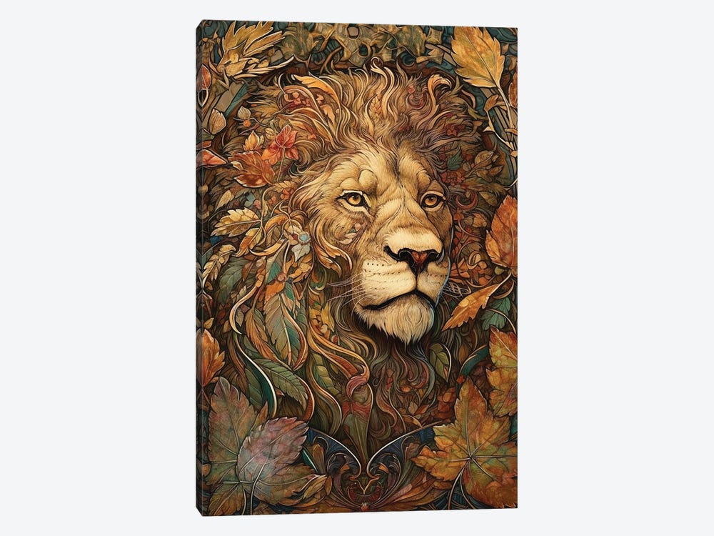 Autumn Lion Portrait by Artsy Bessy 1-piece Art Print