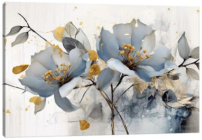Watercolor Flowers Canvas Art Print - Transitional Décor