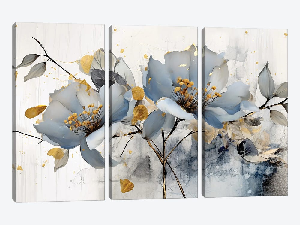 Watercolor Flowers by Artsy Bessy 3-piece Canvas Artwork