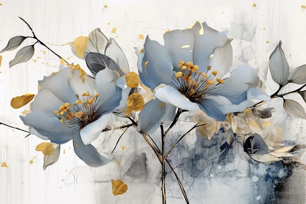 Large Modern Art - Canvas Prints: Watercolor Flowers by Artsy Bessy