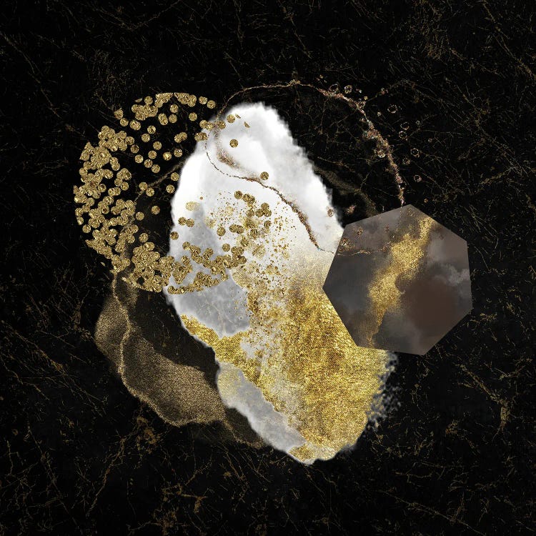 Glam White And Gold Marble Geo Abstract