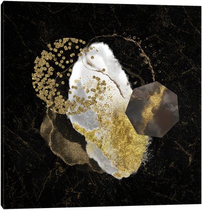 Glam White And Gold Marble Geo Abstract Canvas Art Print - Artsy Bessy