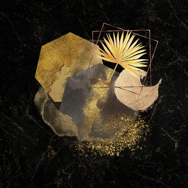 Glam Gold And Blush Pink Geo Abstract I - With Gold Leaf Accent