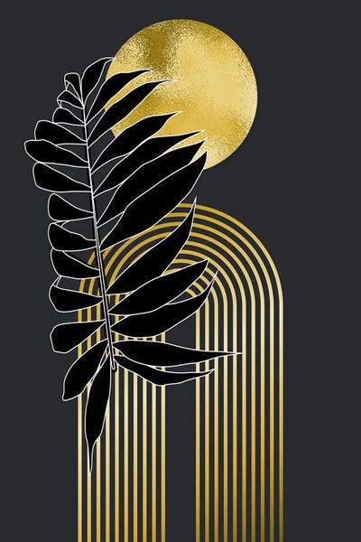 Geo Botanical Gold And Black by Artsy Bessy art print