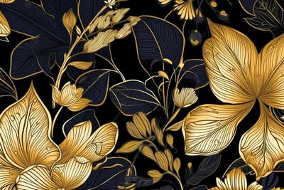 Black And Gold Foliage by Artsy Bessy art print