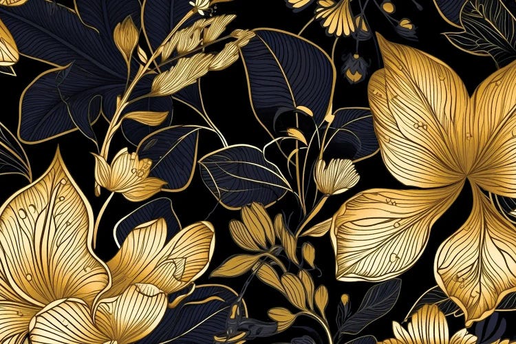 Black And Gold Foliage by Artsy Bessy wall art