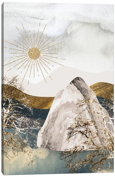 The Iceberg And The Midnight Sun - A Dreamy Winter Night Canvas Art Print - Glacier & Iceberg Art