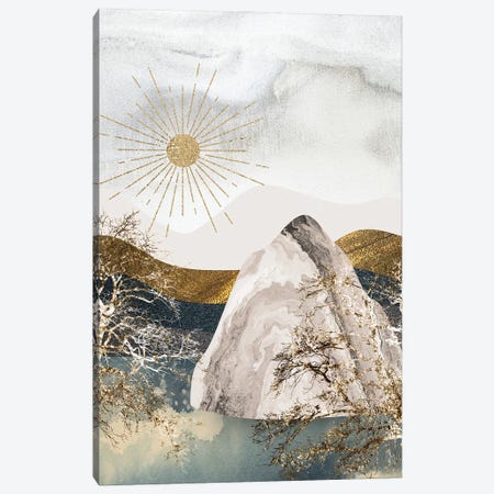 The Iceberg And The Midnight Sun - A Dreamy Winter Night Canvas Print #ASY24} by Artsy Bessy Canvas Wall Art