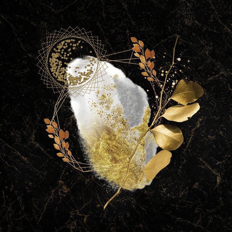 White Cloud And Golden Dust With Metallic Leaves Accent