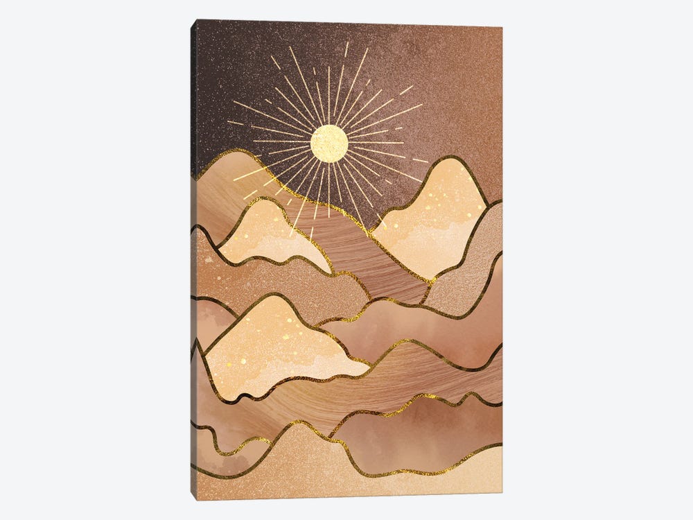 Sunkissed Mountains - Pastel Pink And Peach by Artsy Bessy 1-piece Canvas Art Print