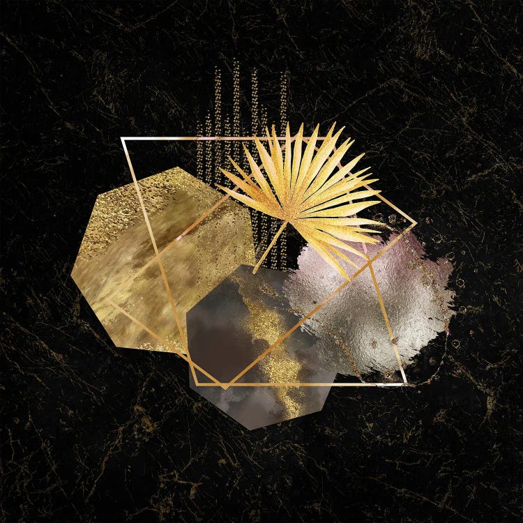 Glam Gold And Blush Pink Geo Abstract II - With Gold Leaf Accent