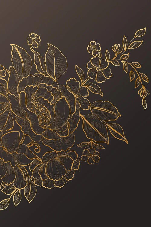 Golden Silk Flowers I by Artsy Bessy wall art