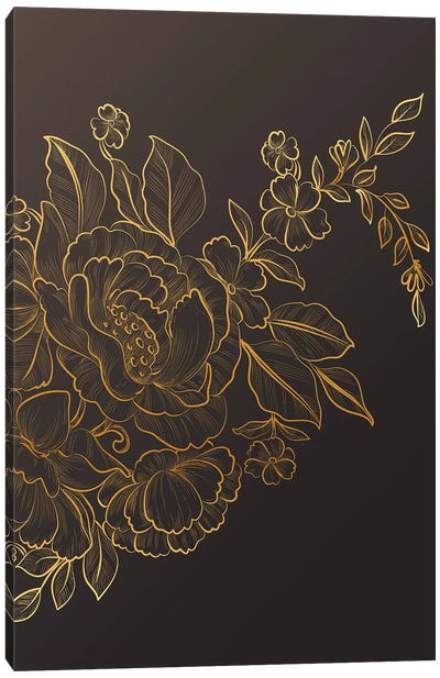 Golden Silk Flowers I Canvas Art Print