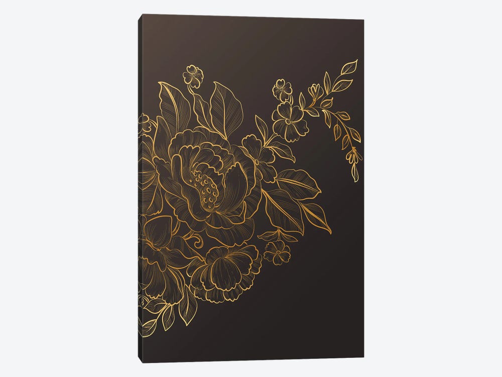 Golden Silk Flowers I by Artsy Bessy 1-piece Canvas Print