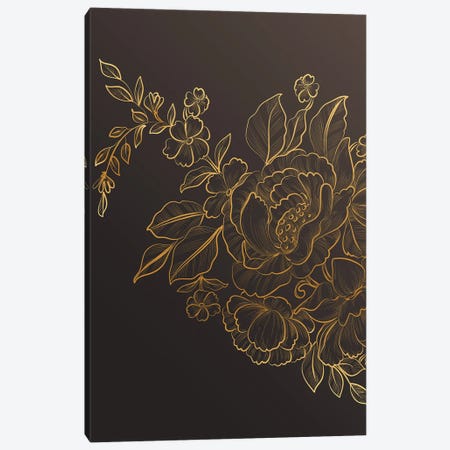 Golden Silk Flowers II Canvas Print #ASY32} by Artsy Bessy Canvas Art