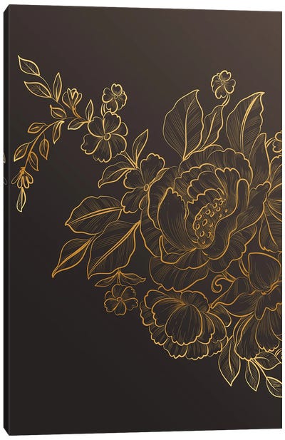 Golden Silk Flowers II Canvas Art Print - Self-Taught Women Artists