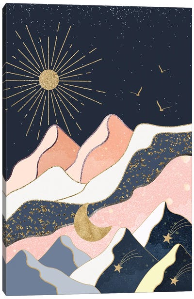 The Sun, The Moon, The Stars And The Mountains Canvas Art Print - Artsy Bessy