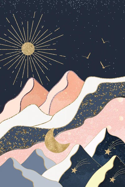 Blue & Gold: The Sun, The Moon, The Stars And The Mountains by Artsy Bessy