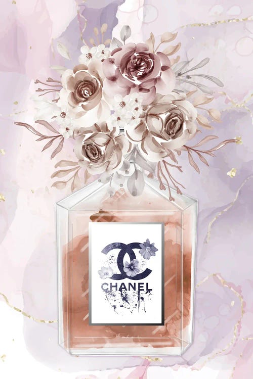 Framed Canvas Art (White Floating Frame) - Sweet Escape: Chanel Perfume by Artsy Bessy ( Fashion > Fashion Brands > Chanel art) - 26x18 in
