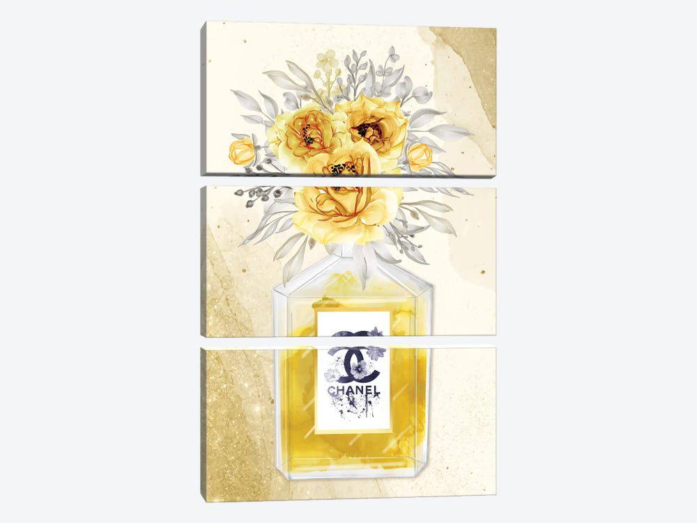 Sweet Escape: Chanel Perfume Bottle by Artsy Bessy 3-piece Canvas Art Print