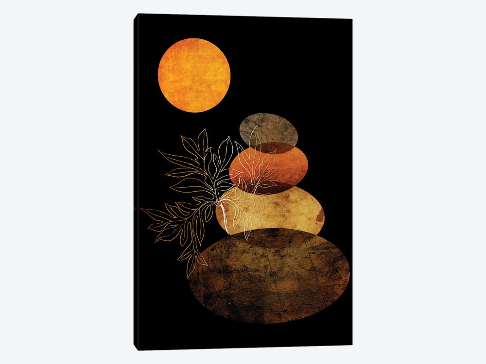 Stone Pyramid And The Moonlight by Artsy Bessy 1-piece Canvas Artwork