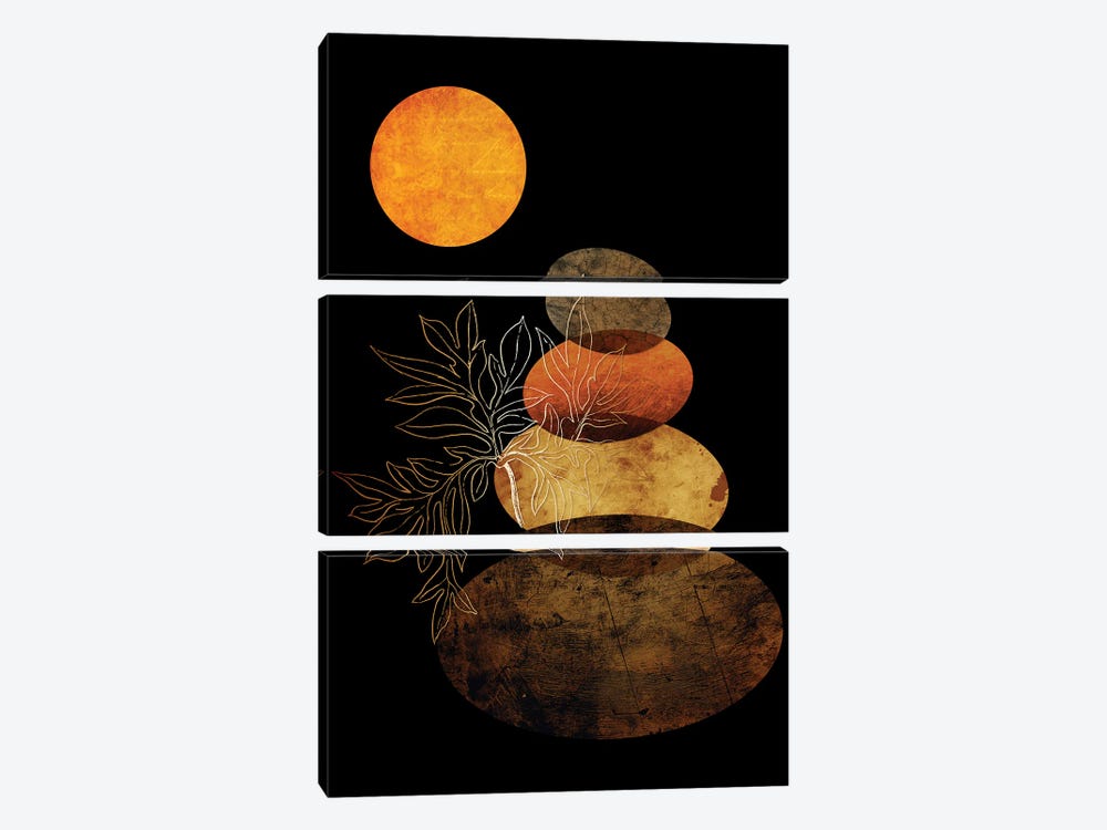 Stone Pyramid And The Moonlight by Artsy Bessy 3-piece Canvas Artwork