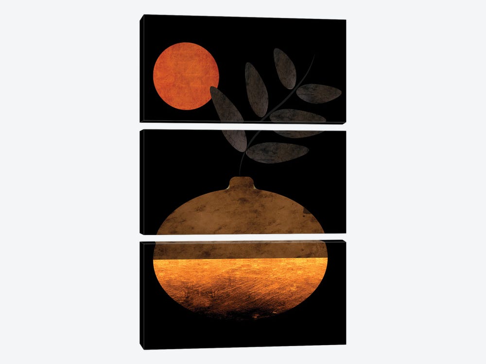 Earthen Jug And The Moonlight by Artsy Bessy 3-piece Canvas Art Print