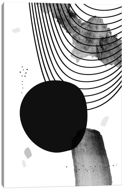 Watercolor Black And White Abstract Geometric I Canvas Art Print - Artsy Bessy