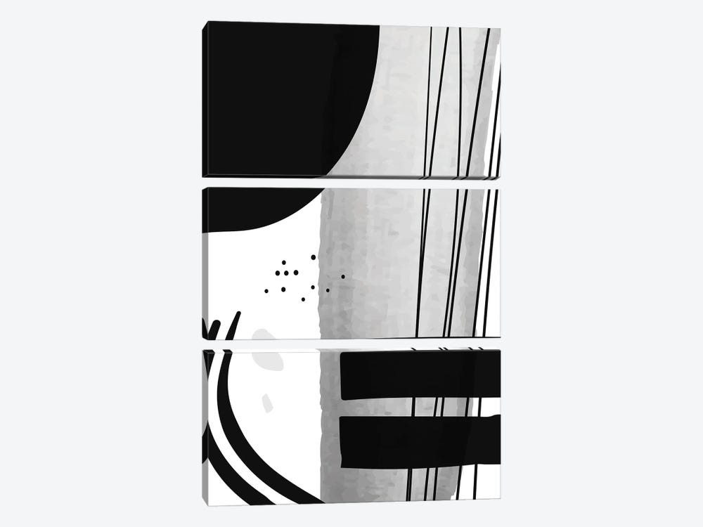 Watercolor Black And White Abstract Geometric II by Artsy Bessy 3-piece Canvas Wall Art